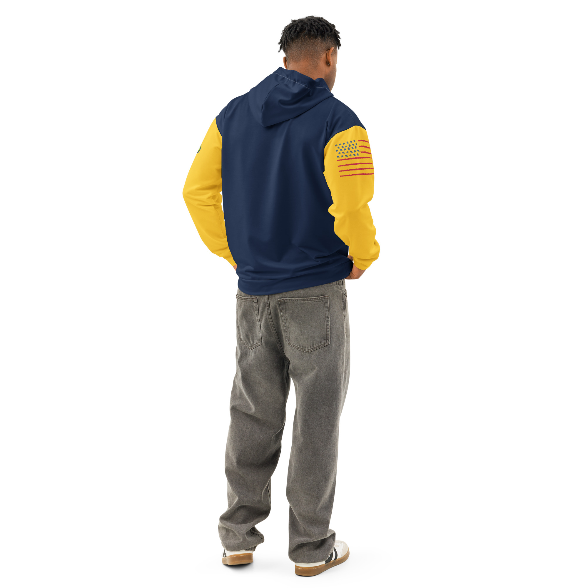 Garcia Sports Shop Navy & Yellow Unisex Cotton Hoodie - Image 3