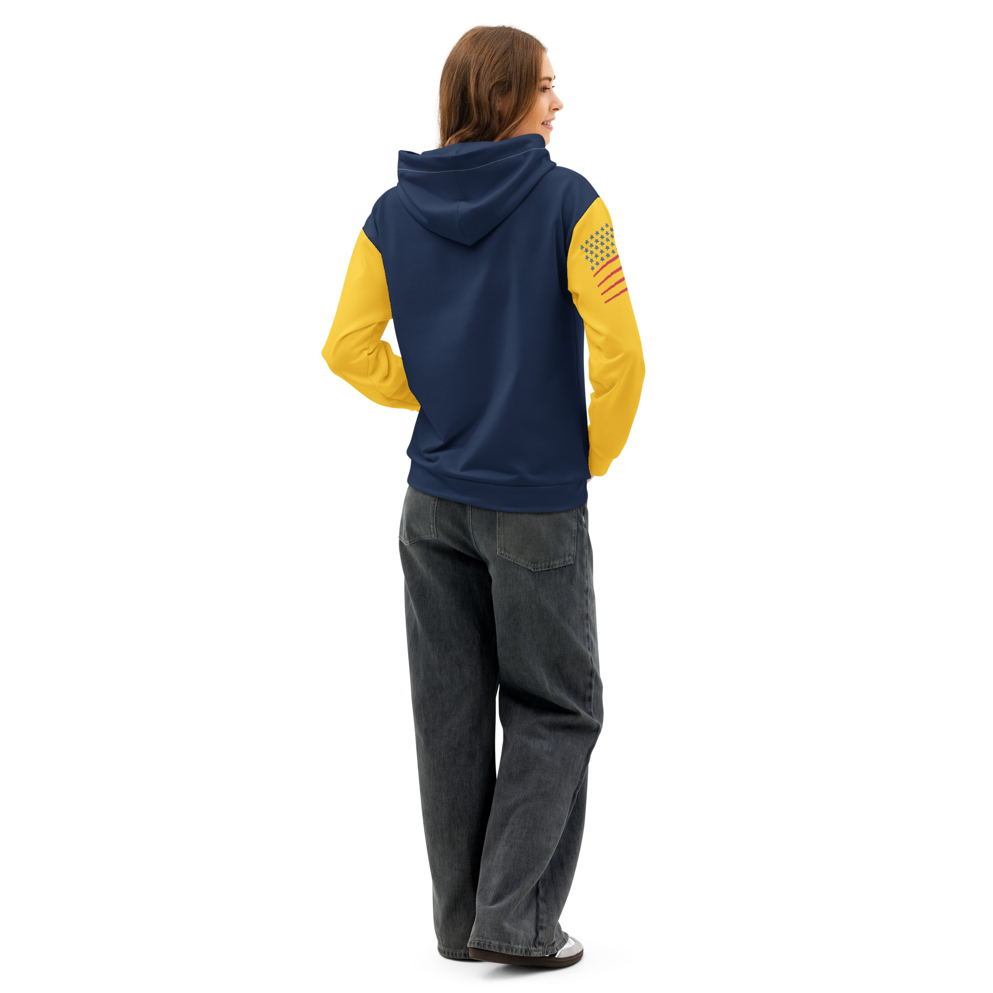 Garcia Sports Shop Navy & Yellow Unisex Cotton Hoodie - Image 6