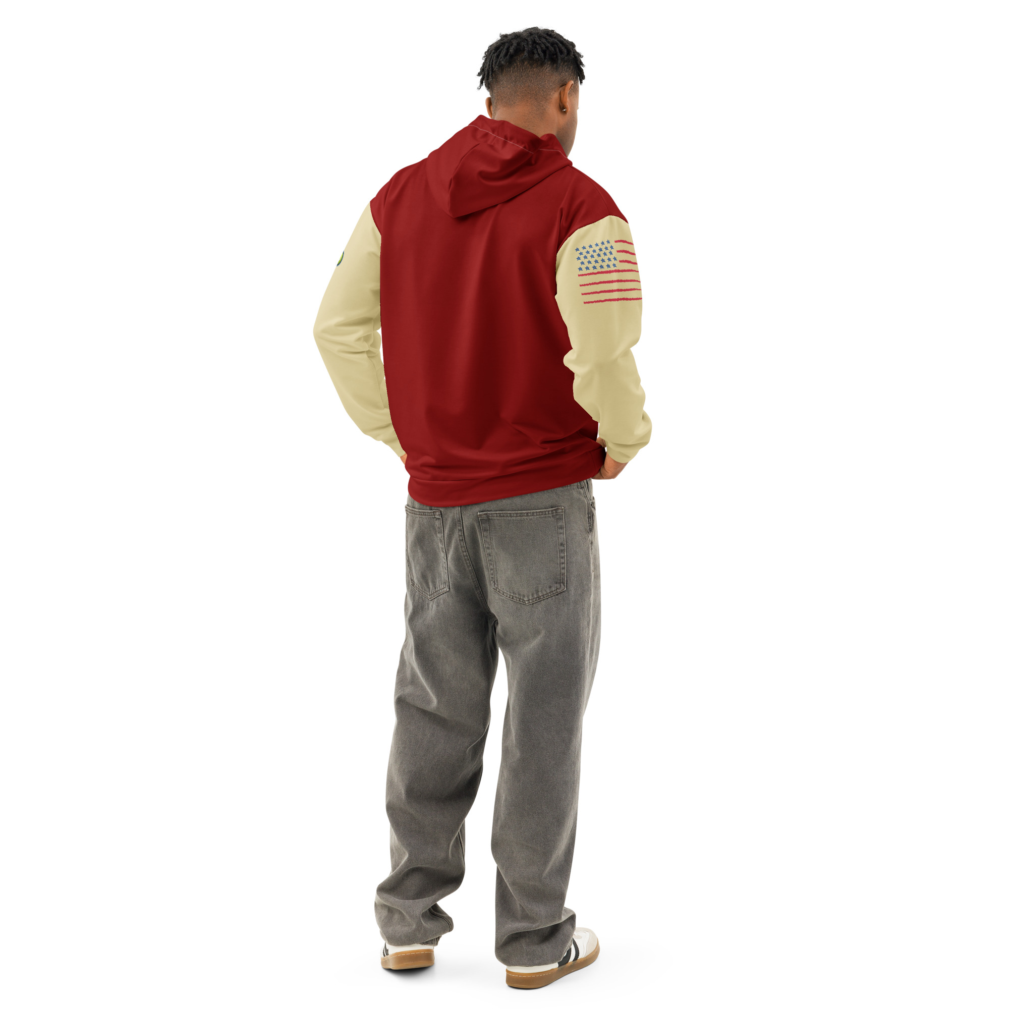 Garcia Sports Shop Dark Red, Sand, & Teal Unisex Cotton Hoodie - Image 3