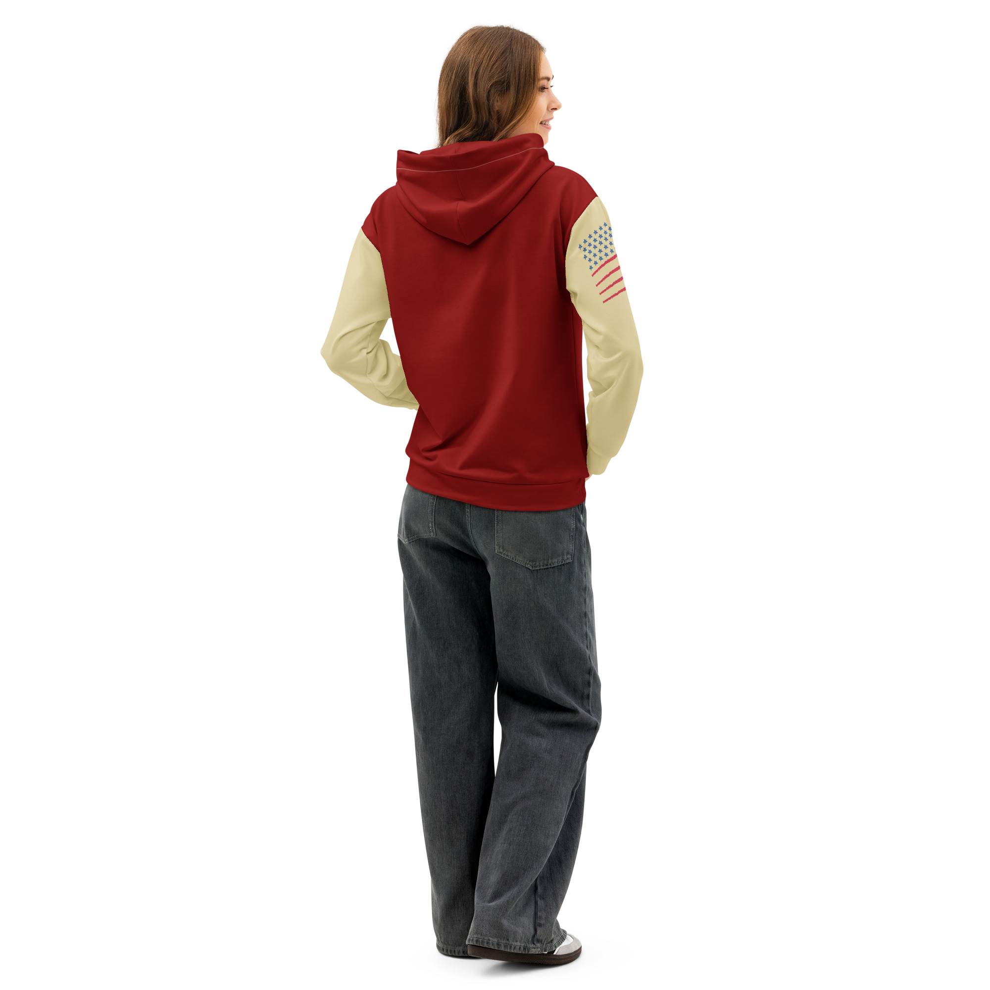 Garcia Sports Shop Dark Red, Sand, & Teal Unisex Cotton Hoodie - Image 6