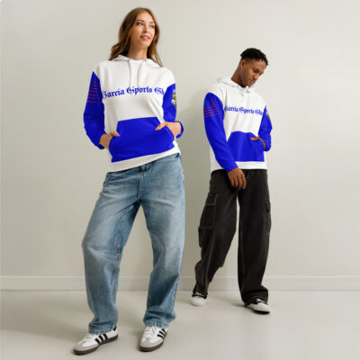 Garcia Sports Shop Blue & White Unisex Cotton Hoodie