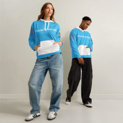 Garcia Sports Shop Carolina Blue & White Unisex Cotton Hoodie