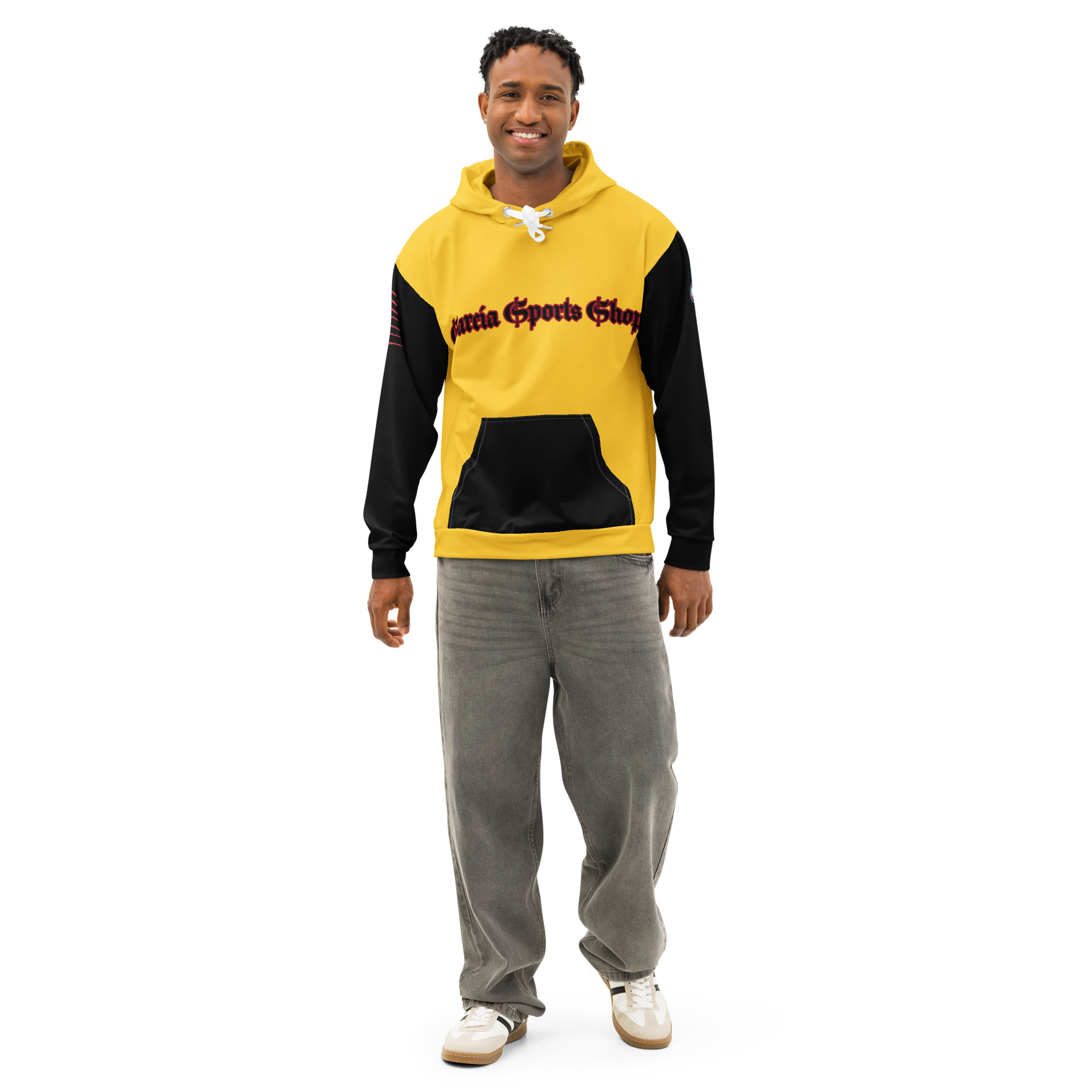 Garcia Sports Shop Black & Yellow Unisex Cotton Hoodie - Image 2
