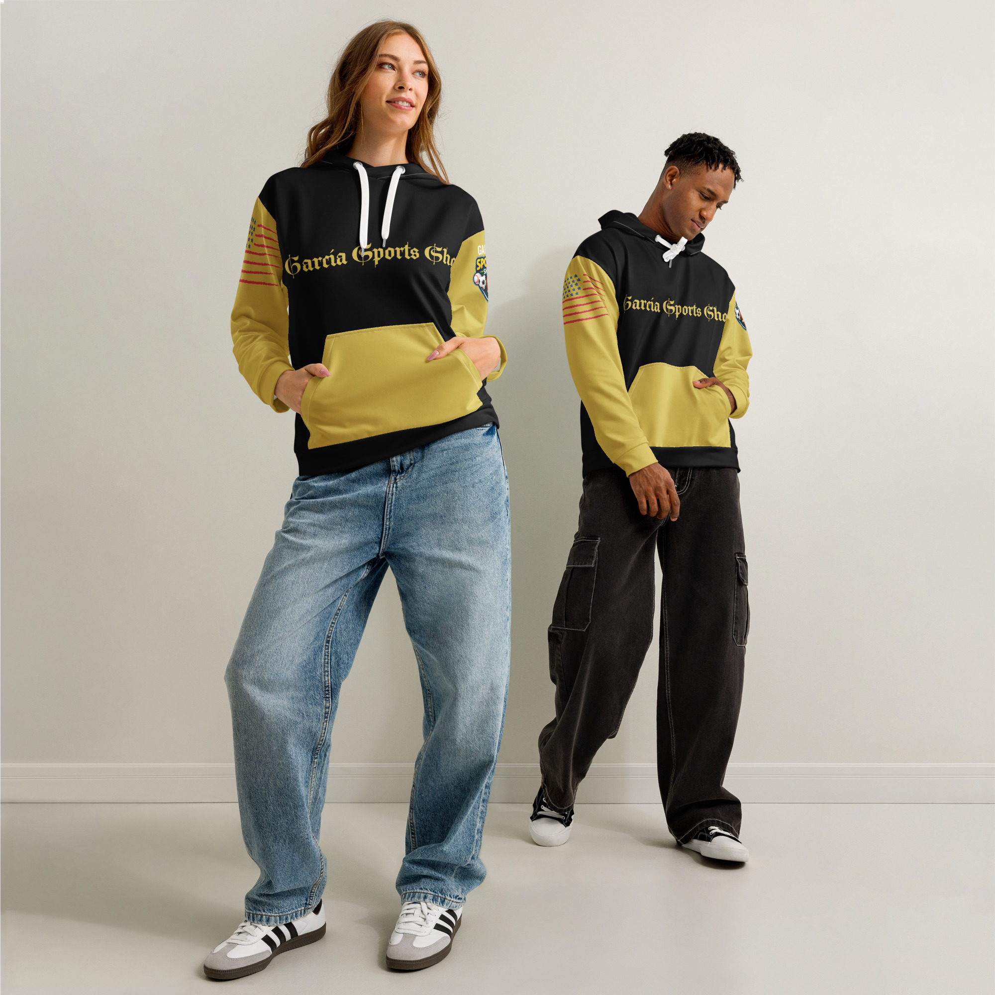 Garcia Sports Shop Black & Gold Unisex Cotton Hoodie