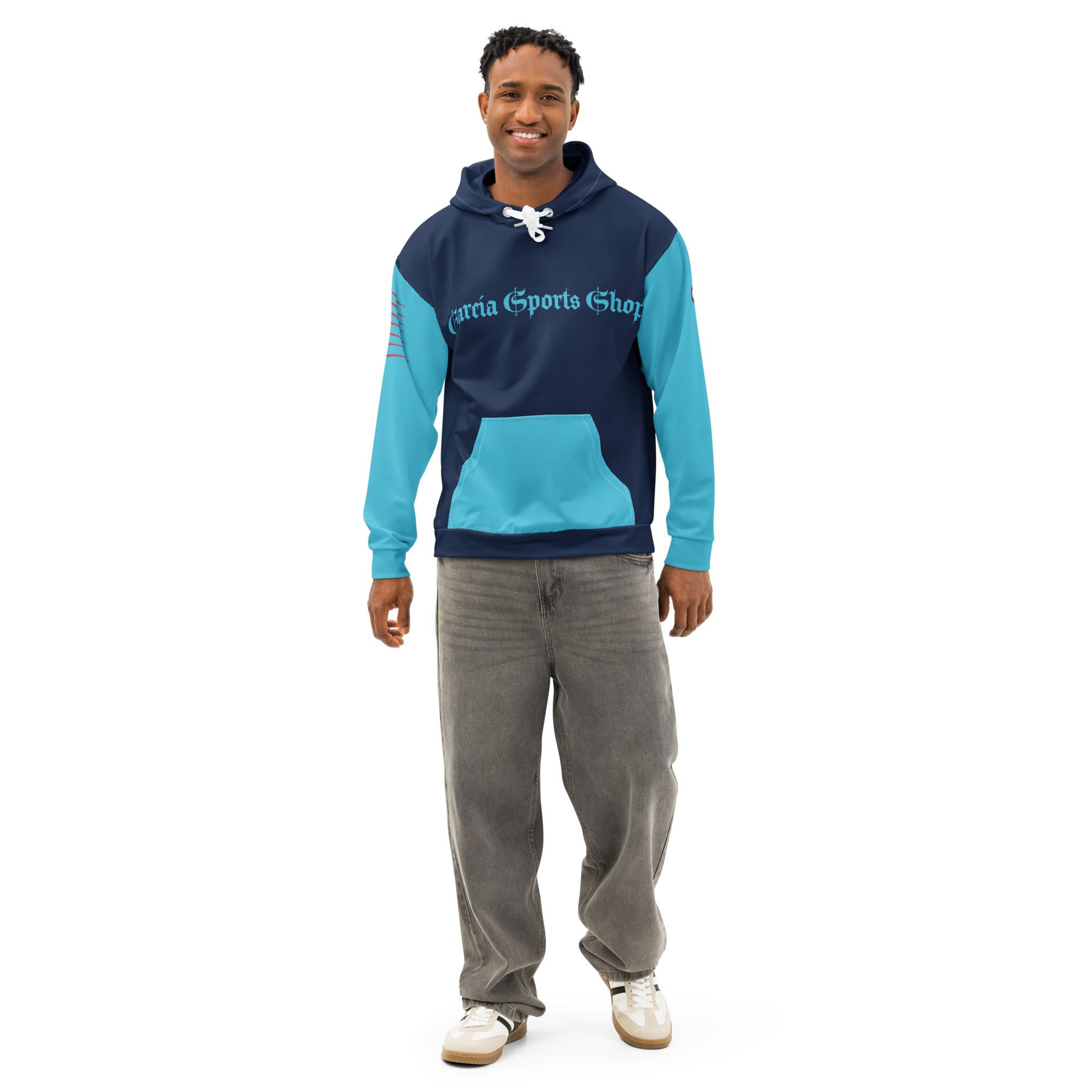 Garcia Sports Shop Navy & Carolina Blue Unisex Cotton Hoodie - Image 2
