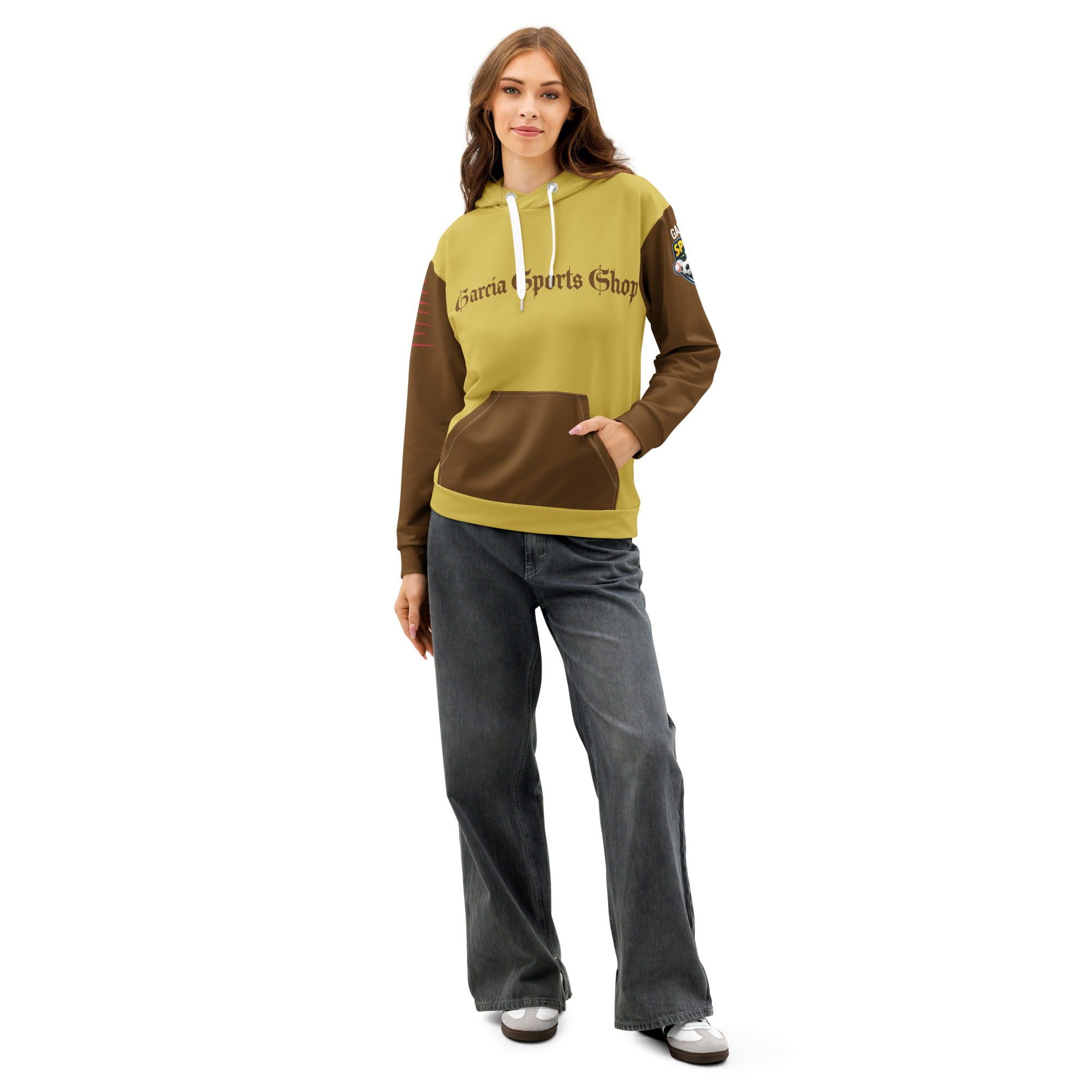 Garcia Sports Shop Gold & Brown Unisex Cotton Hoodie - Image 5