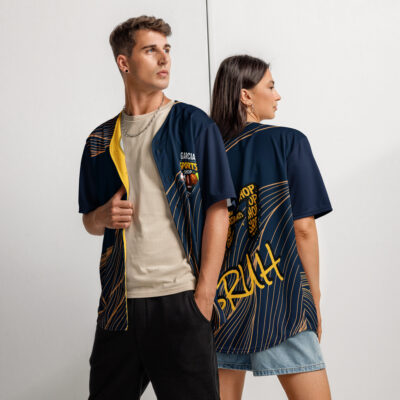 Garcia Sports Shop "6 7" Navy & Yellow Recycled Baseball Jersey