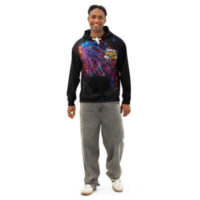 Garcia Sports Shop "6 7" Black, Red & Blue Unisex Cotton Hoodie