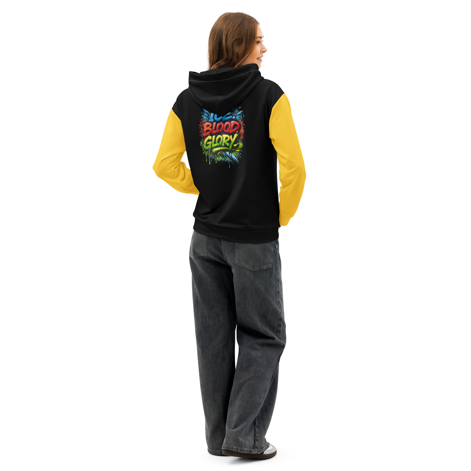 Garcia Sports Shop Black & Yellow Hockey Unisex Cotton Hoodie - Image 6