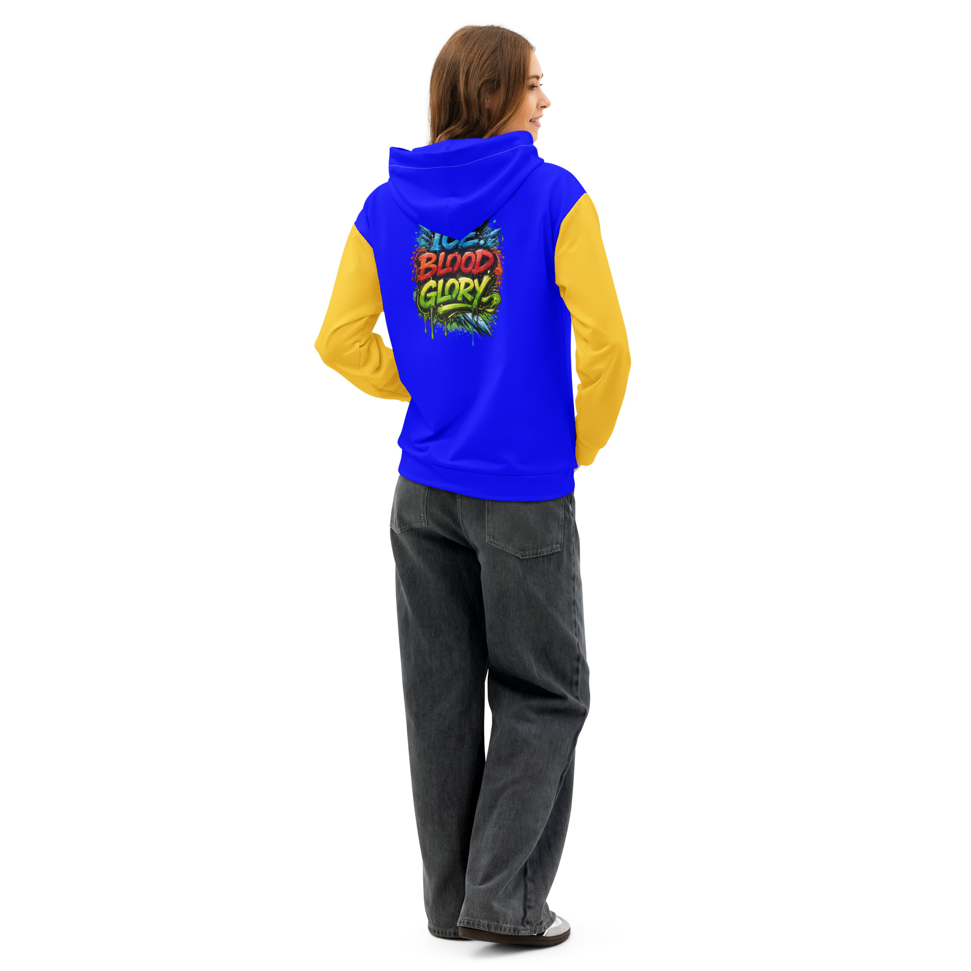 Garcia Sports Shop Blue, Yellow & White Hockey Unisex Cotton Hoodie - Image 3