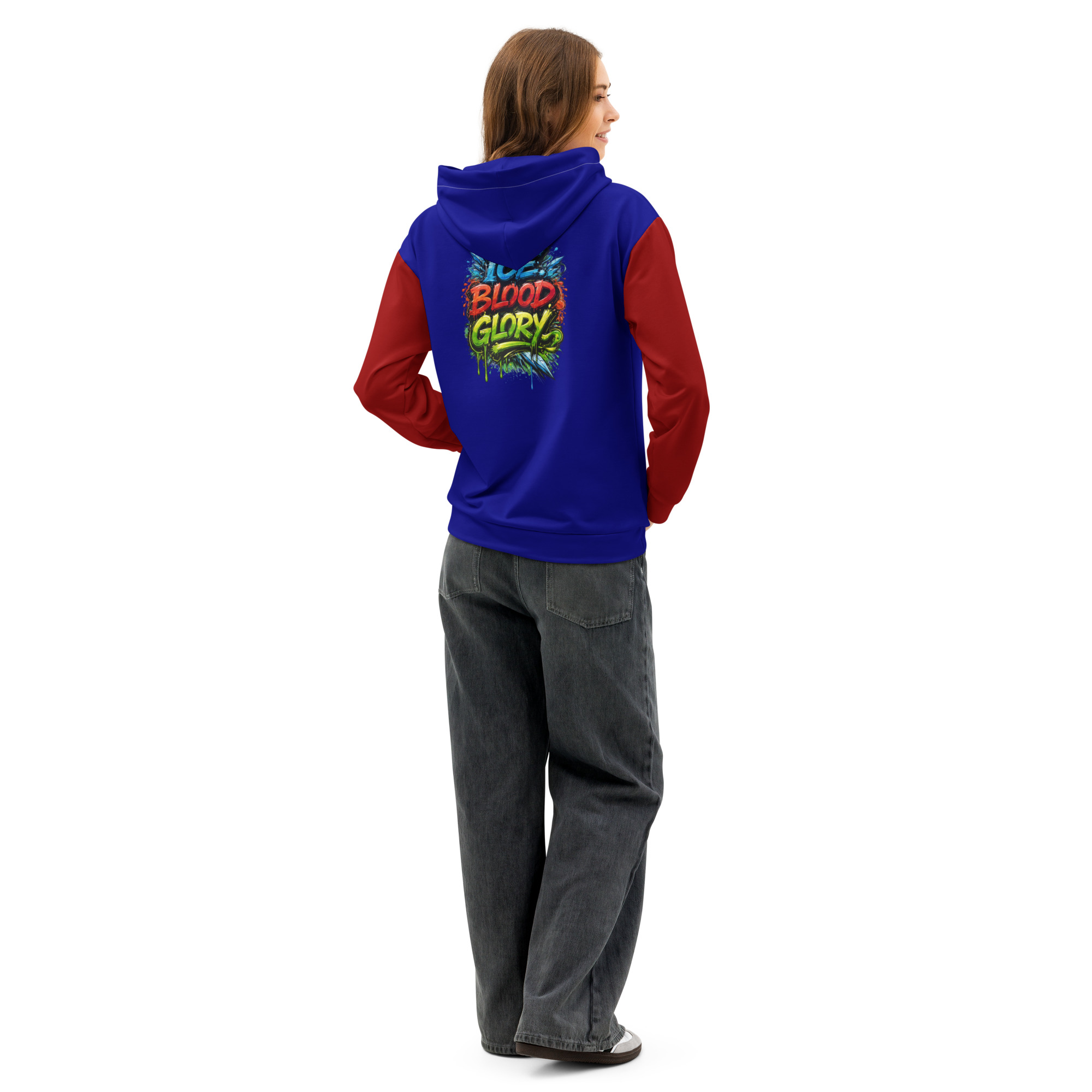 Garcia Sports Shop Dark Blue & Dark Red Hockey Unisex Cotton Hoodie - Image 2