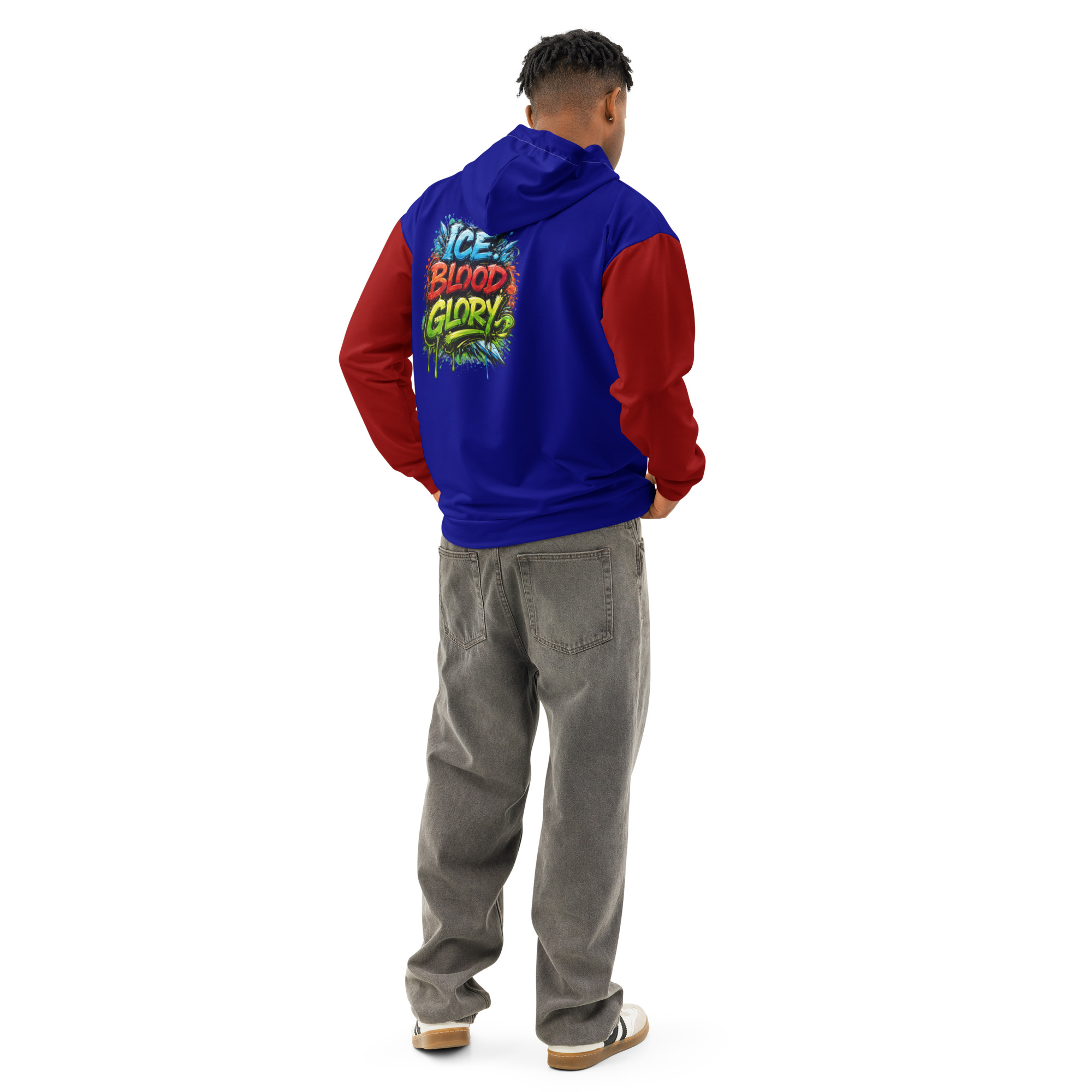 Garcia Sports Shop Dark Blue & Dark Red Hockey Unisex Cotton Hoodie - Image 7