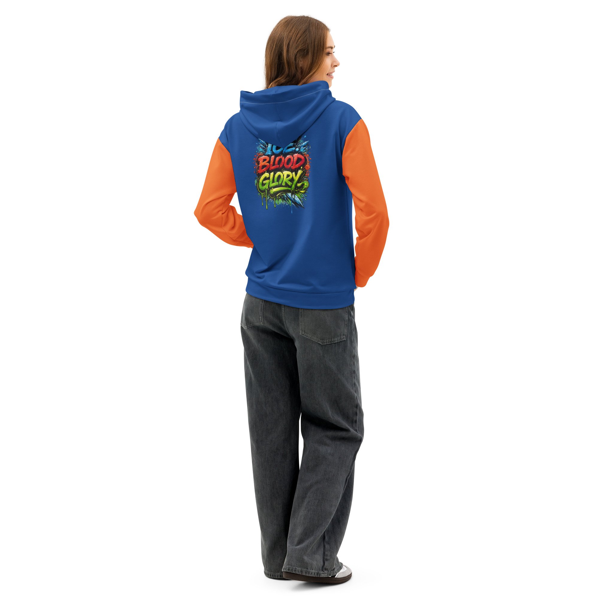 Garcia Sports Shop Blue & Orange Hockey Unisex Cotton Hoodie - Image 2