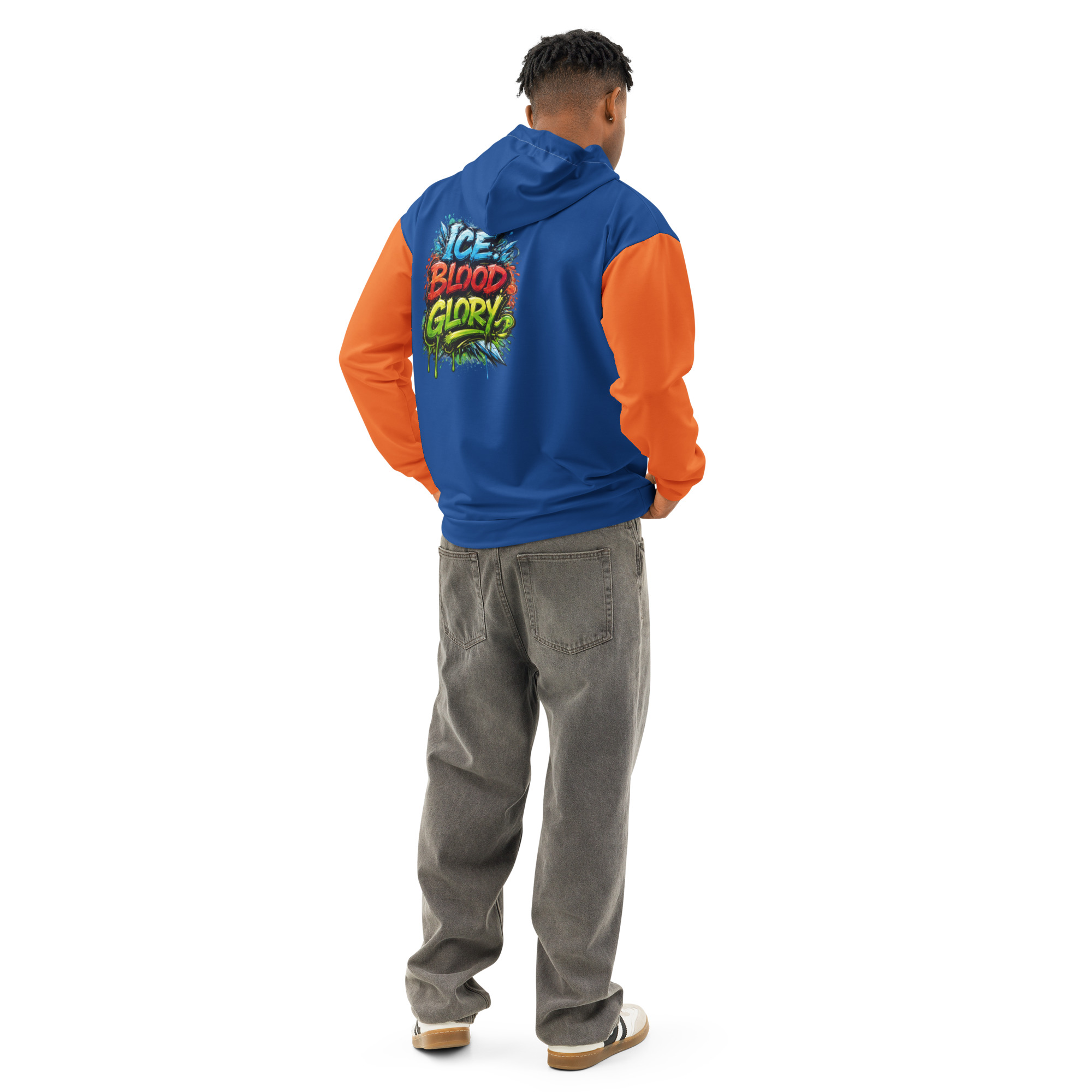 Garcia Sports Shop Blue & Orange Hockey Unisex Cotton Hoodie - Image 7