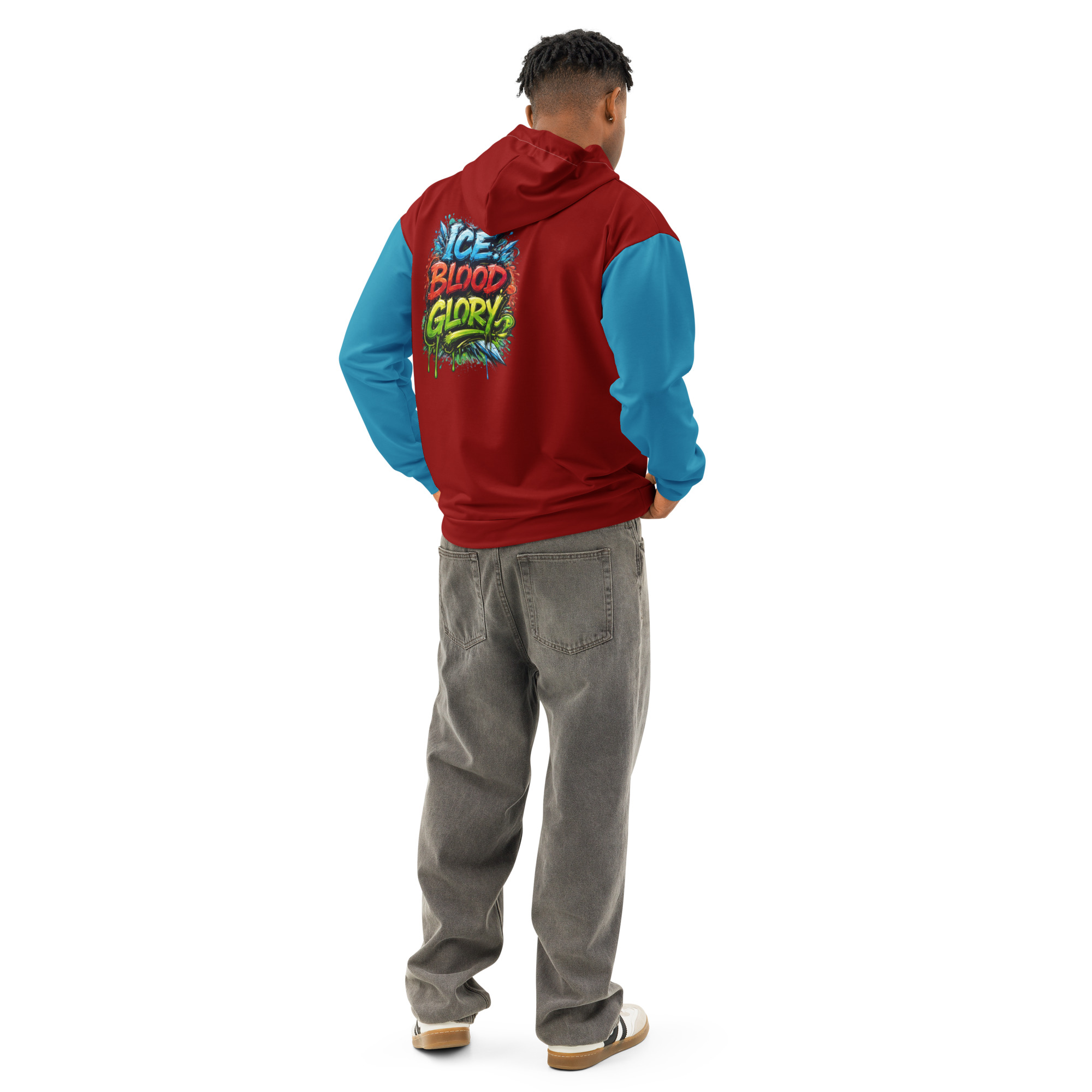 Garcia Sports Shop Burgandy, Ice Blue, & Silver Unisex Cotton Hoodie - Image 7