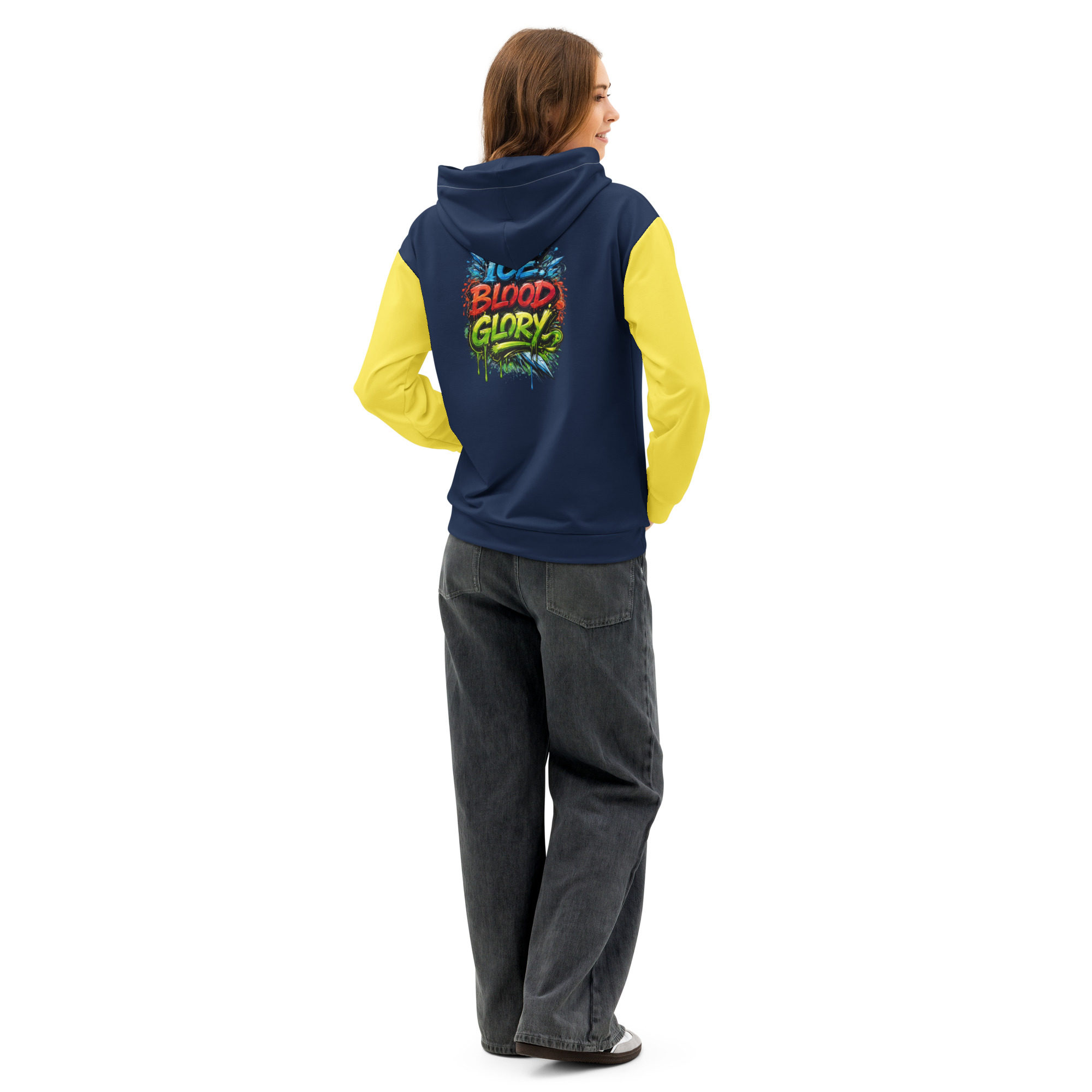 Garcia Sports Shop Navy, Gold, & White Hockey Unisex Cotton Hoodie - Image 2
