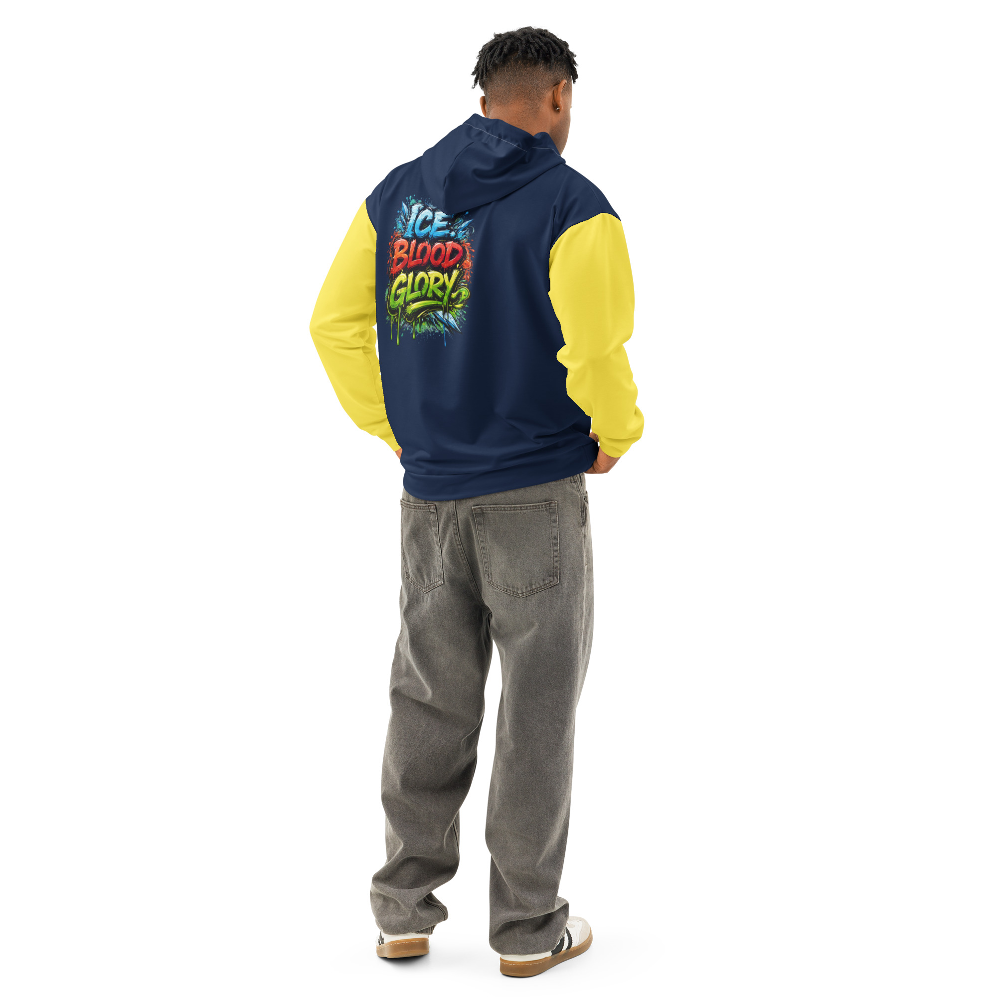 Garcia Sports Shop Navy, Gold, & White Hockey Unisex Cotton Hoodie - Image 7