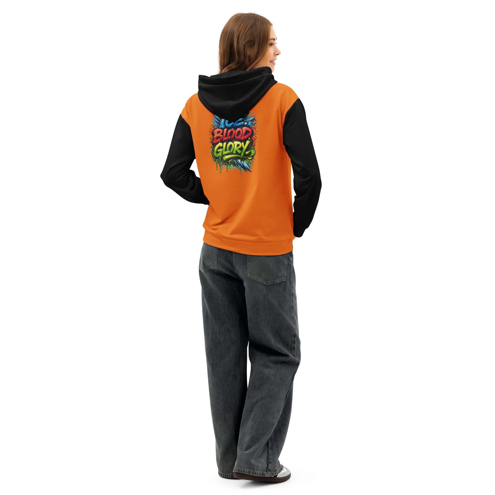 Garcia Sports Shop Orange, Black, & Silver Hockey Unisex Cotton Hoodie - Image 2