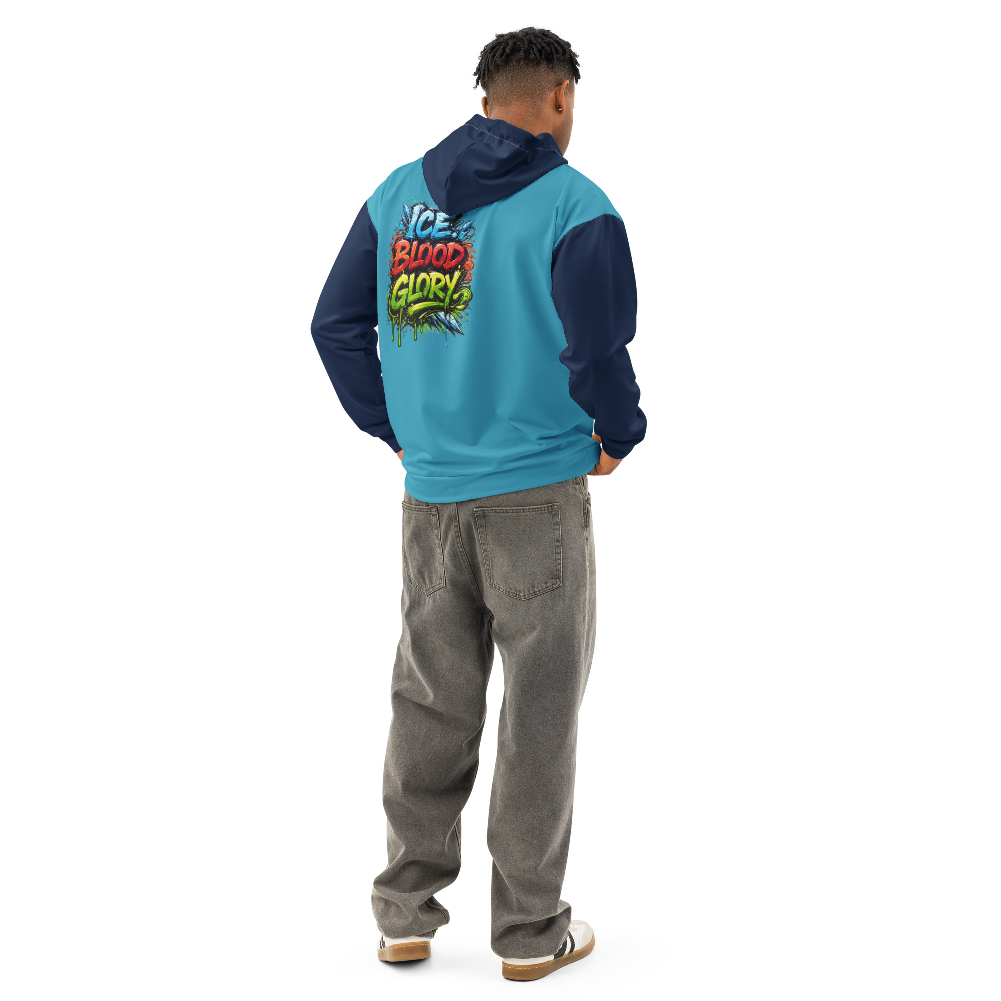 Garcia Sports Shop Ice Blue, Navy, & Red Hockey Unisex Cotton Hoodie - Image 7