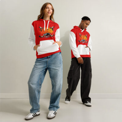Garcia Sports Shop Red & White Hockey Unisex Cotton Hoodie