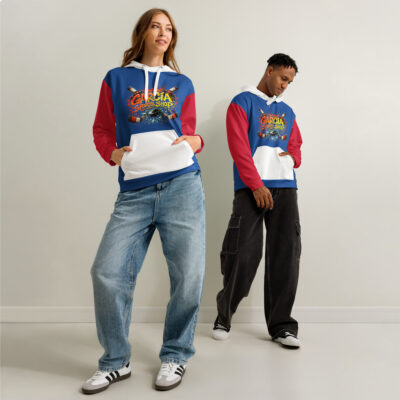 Garcia Sports Shop Red, White, & Blue Hockey Unisex Cotton Hoodie