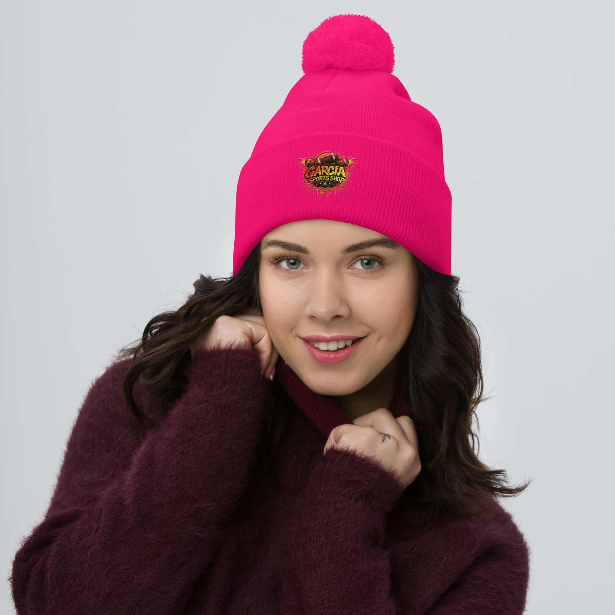 Garcia Sports Shop Football Logo Pom-Pom Beanie - Image 9