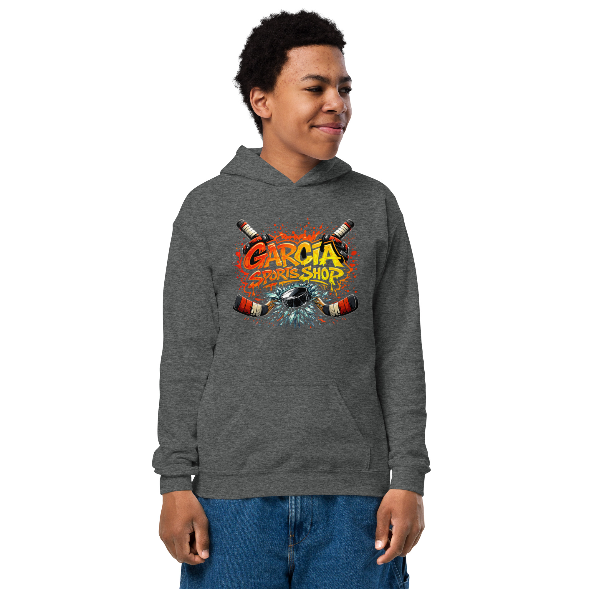 Garcia Sports Shop Hockey Logo Youth Hoodie - Image 4