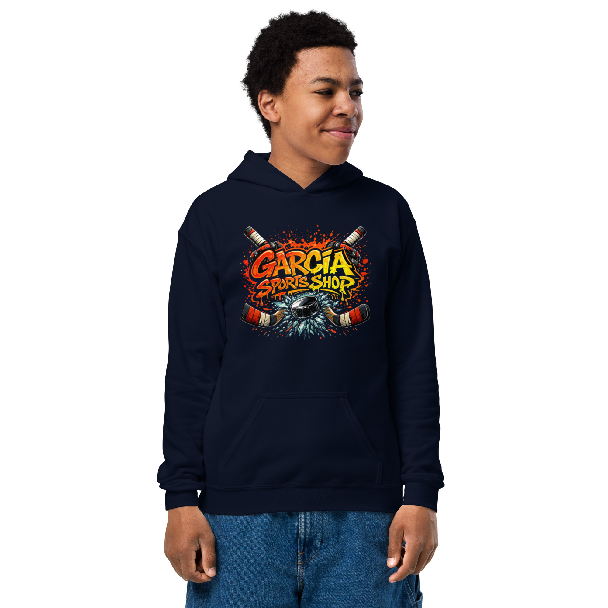 Garcia Sports Shop Hockey Logo Youth Hoodie - Image 3