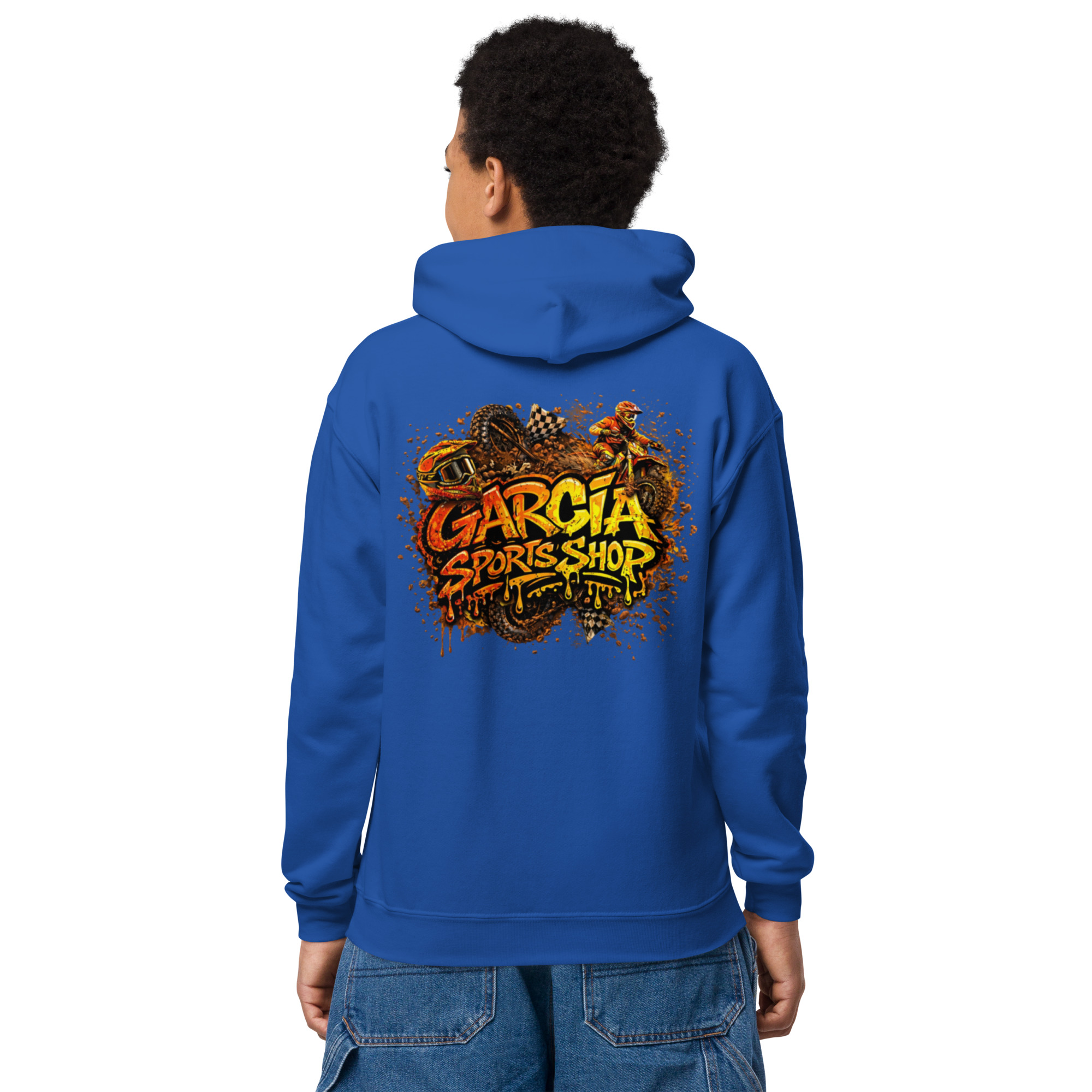 Garcia Sports Shop Moto Merch Youth Hoodie - Image 7
